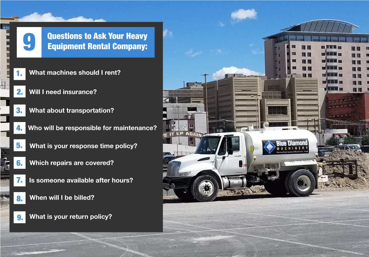 9 questions to ask your heavy equipment rental company before you rent