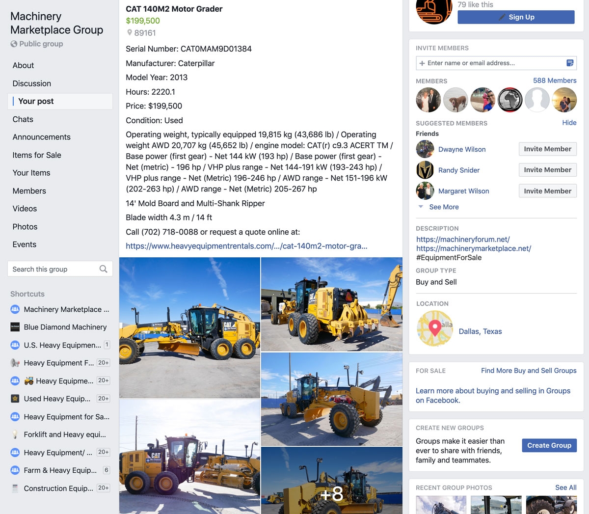 Machinery Marketplace Facebook Group