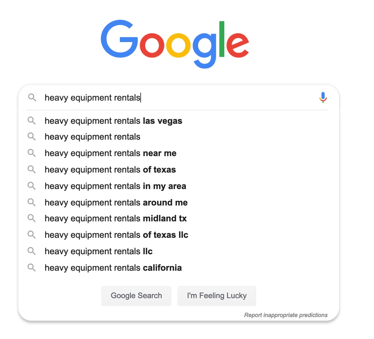 heavy equipment SEO