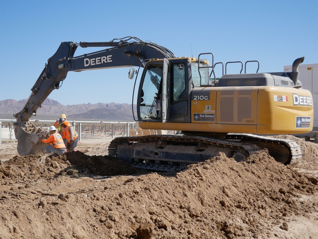 One of our John Deere 210G Excavators out at the El Dorado Solar Project in Boulder City.